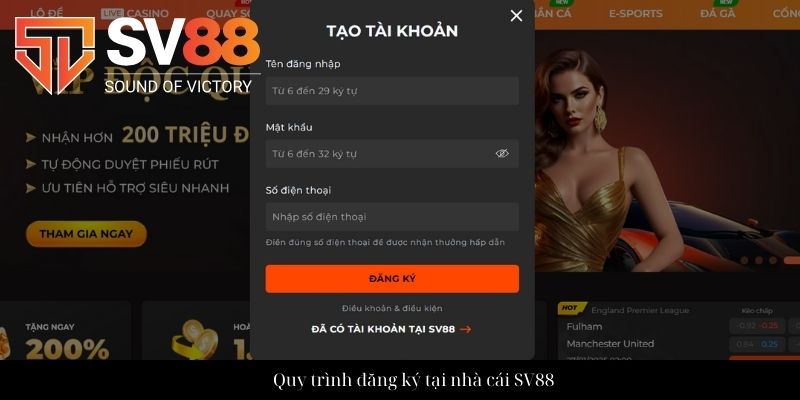 Quy trình đăng ký tại nhà cái SV88